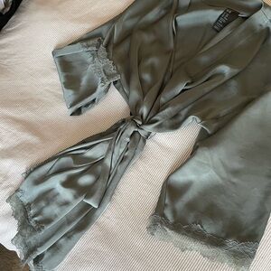 H&M Satin Robe with Lace Details